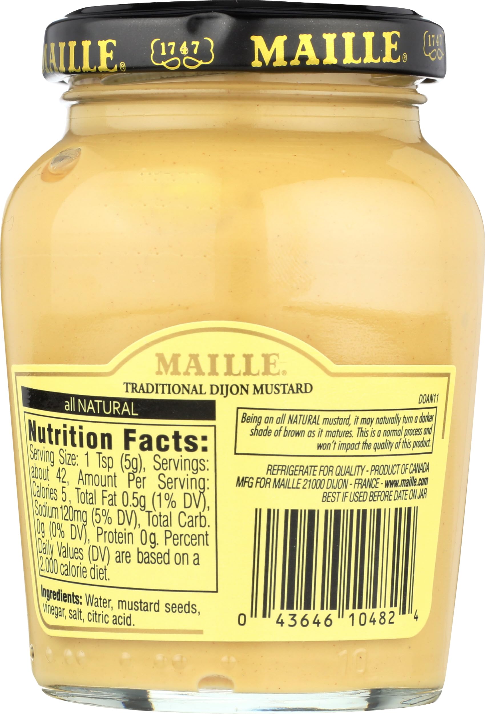 MAILLE Natural Dijon Mustard, 7.5 OZ