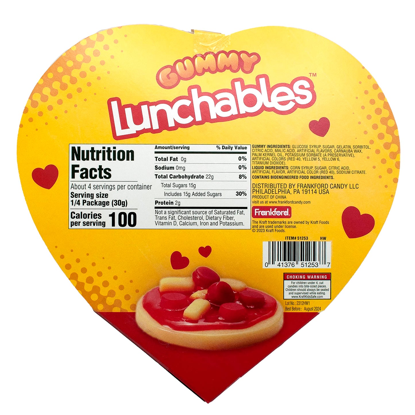Lunchables Gummy Candy Pepperoni Pizza Kit Heart Shaped Box Gift