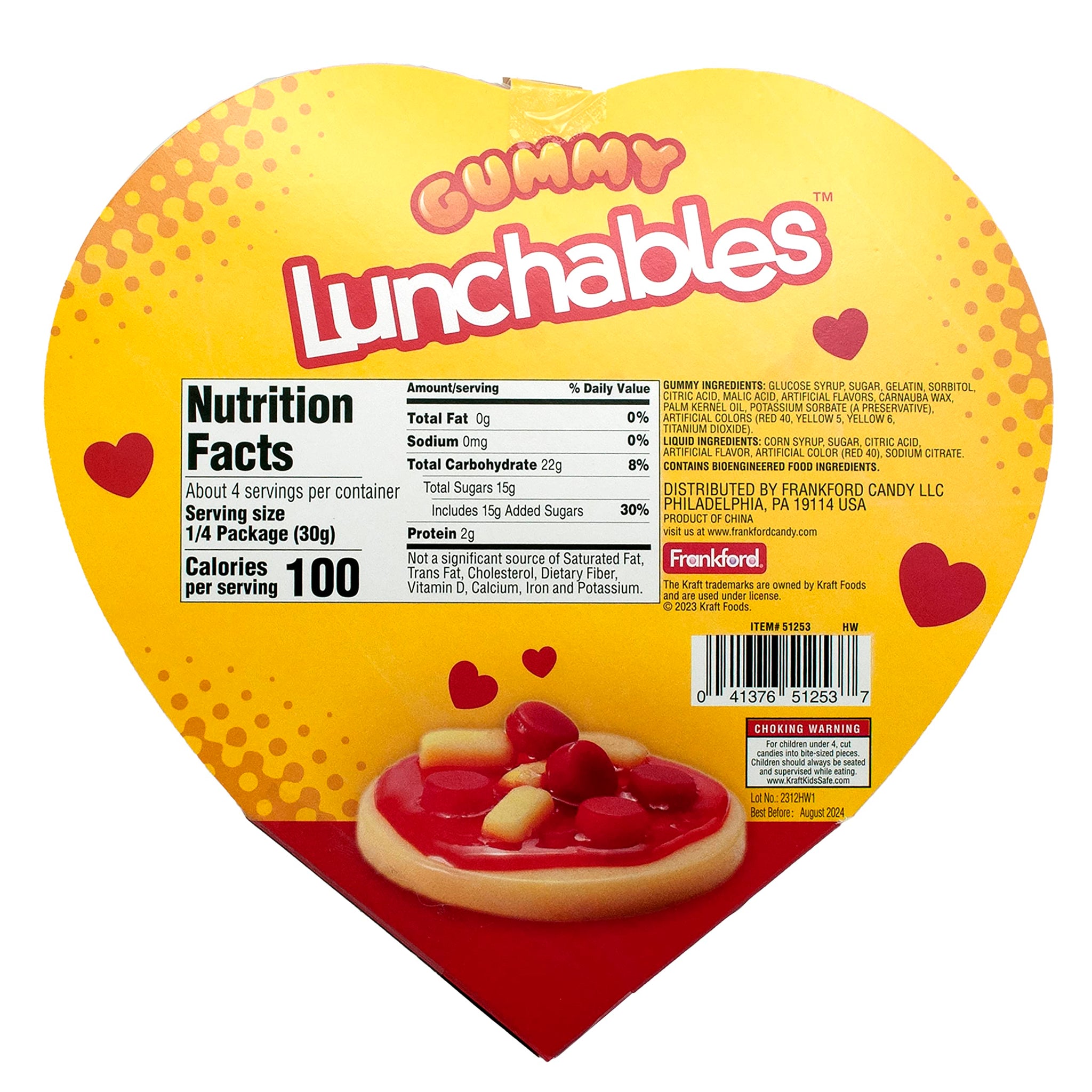 Lunchables Gummy Candy Pepperoni Pizza Kit Heart Shaped Box Gift