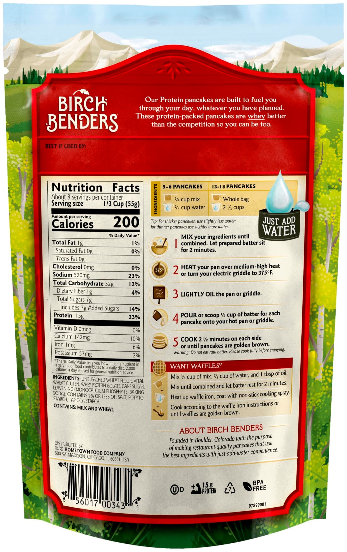 Birch Benders Pancake and Waffle Mix with Whey, Protein, 16 Oz