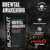 Blackout Coffee Brewtal Awakening Ground Coffee - Dark Roast, Bold Flavor - Freshly Roasted 12oz Bag