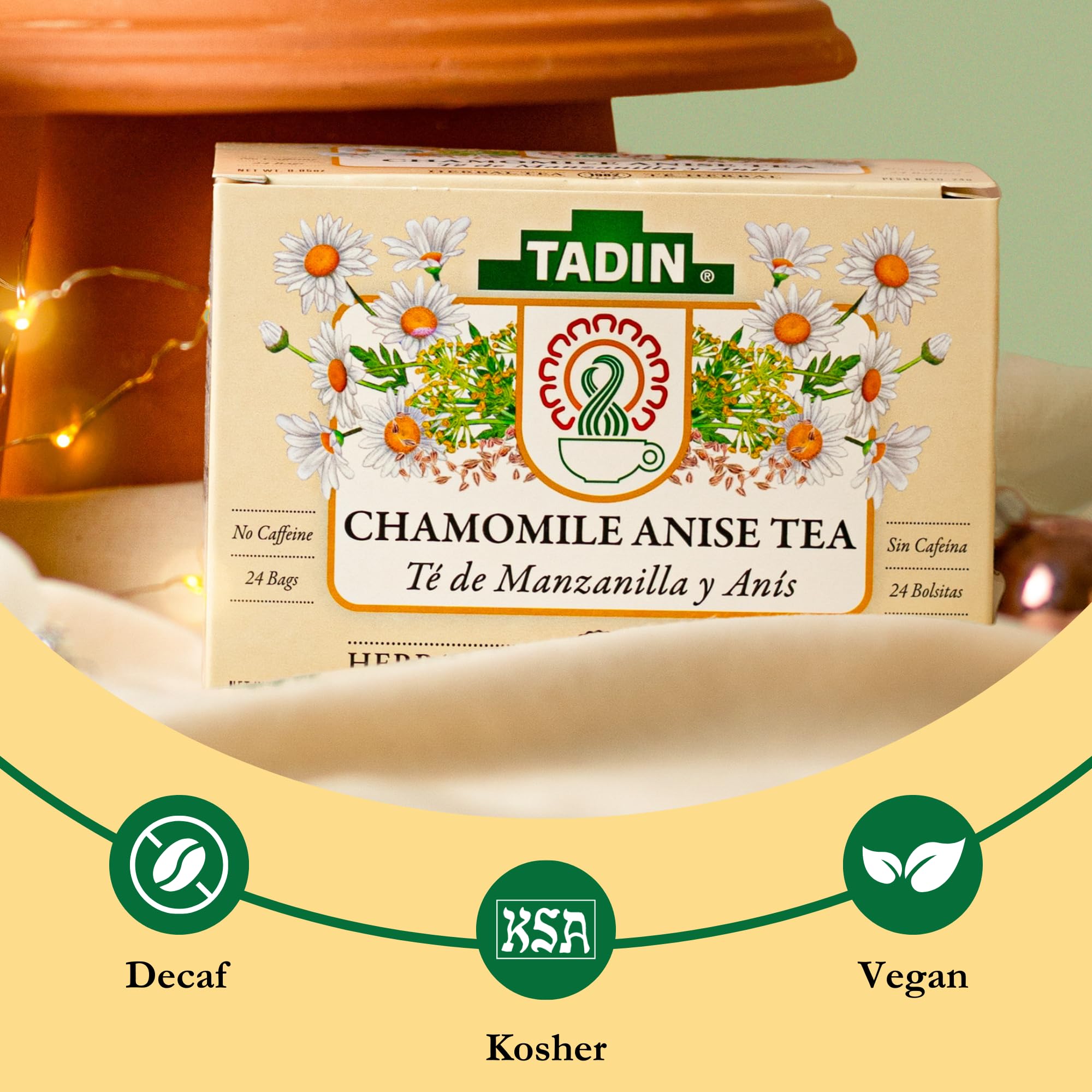 Tadin Tea, Manzanilla & Anis Chamomile With Anisse Tea, 24 Count Tea Bags