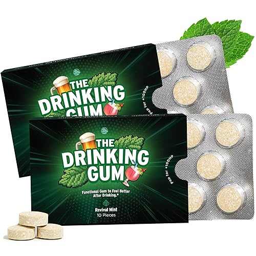 SuperBonsai The Drinking Gum - Revival Mint, Functional Chewing Gum with DHM and B Vitamins B3 B6 B12, Cool Mint Flavor for Nights Out, Celebrations