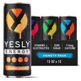 Yesly Energy Drink, Variety Pack, Naturally Flavored Sparkling Energy Drink With Electrolytes, Magnesium, Potassium, Vitamin C, B6 & B12, Natural