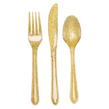 Creative Converting Glitter Assorted Plastic Cutleries, Gold