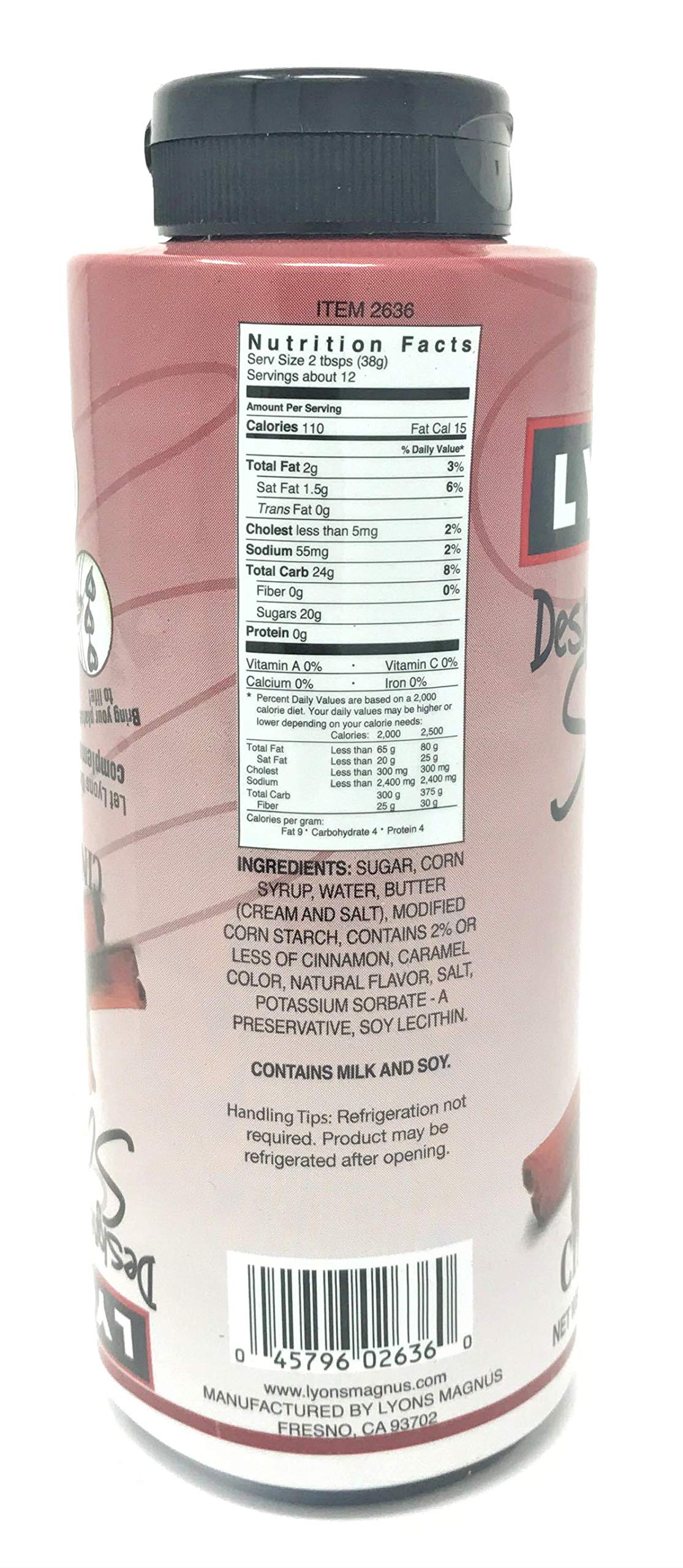 Lyons Cinnamon Designer Dessert Sauce Squeeze Bottle, 16 ounces