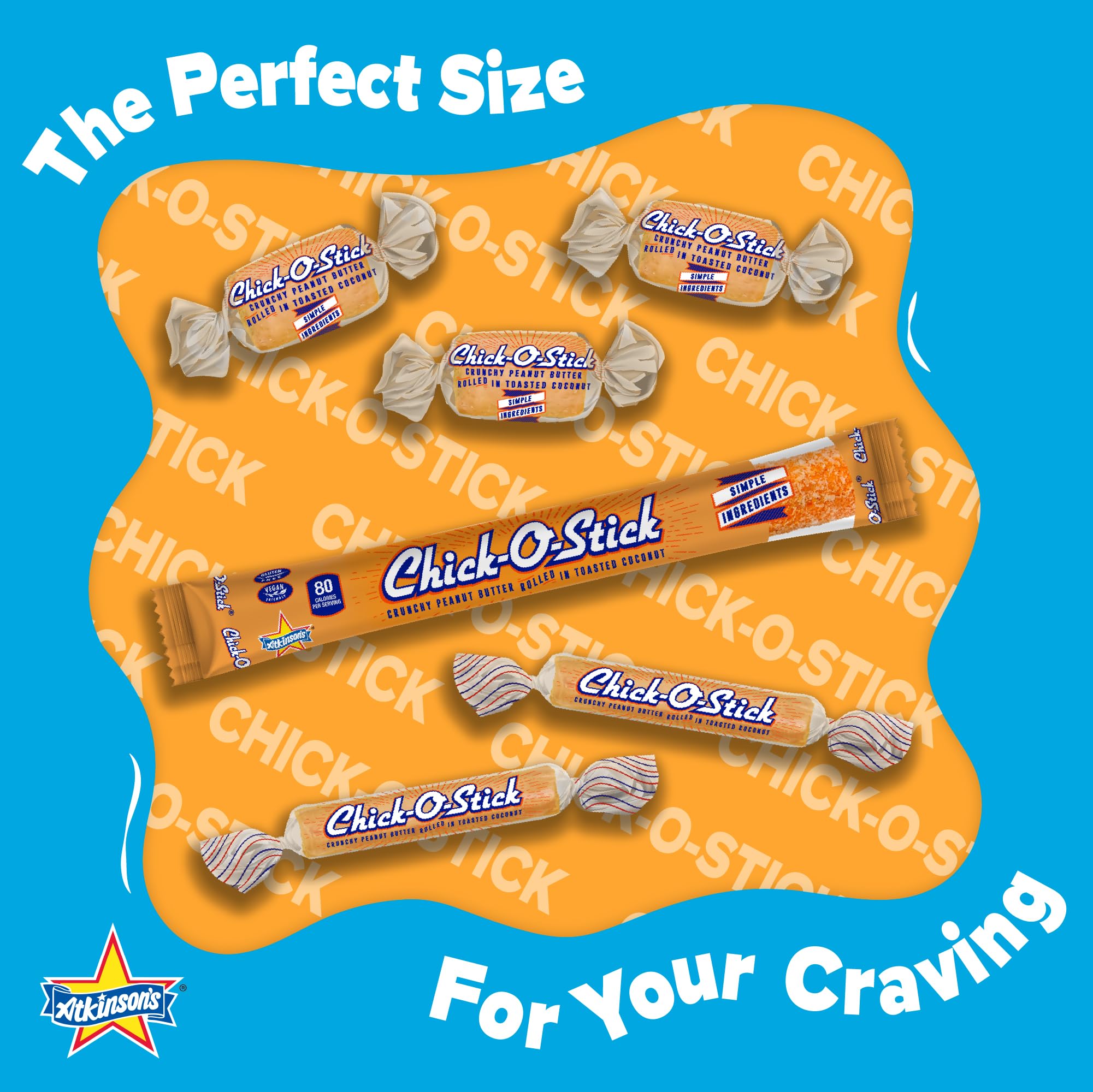 Atkinson's Chick-O-Stick Peanut Butter Coconut Fun Size Candy 0.36oz 48ct