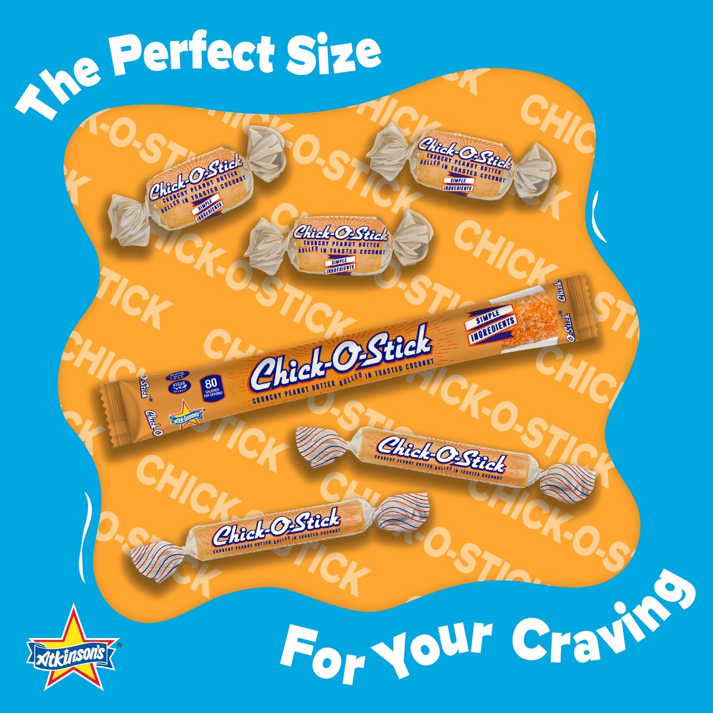 Atkinson's Chick-O-Stick Nuggets Peanut Butter Coconut Candy 5 lb Laydown Bag