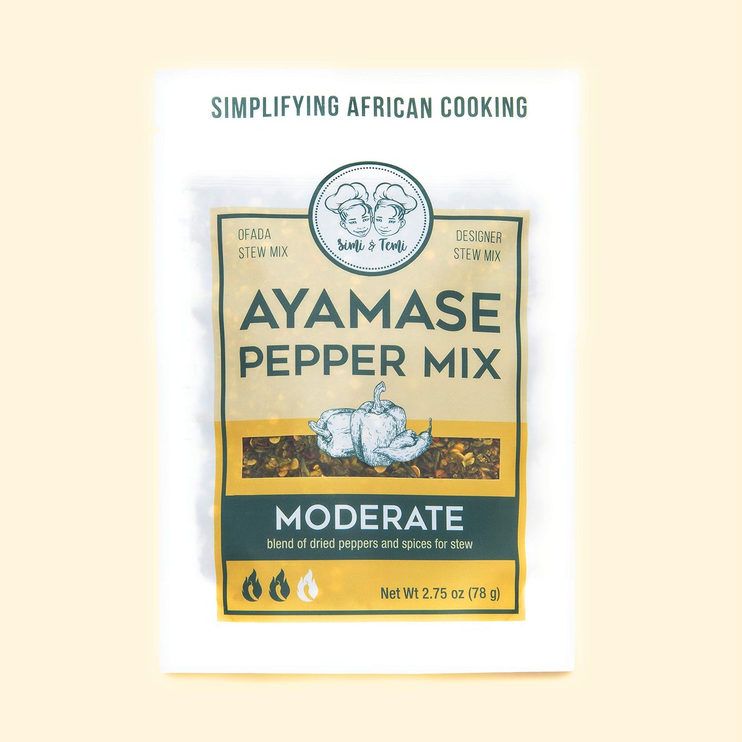 Simi & Temi Ayamase Pepper Mix | Nigerian Stew| No Preservatives| Dried Peppers| 2.75 oz | Moderate Spicy