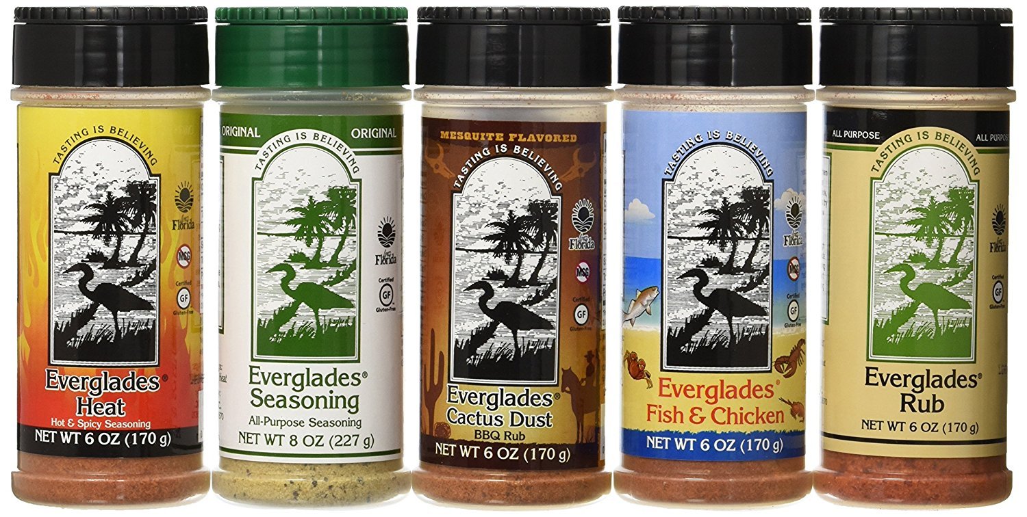 Everglades Seasoning Sampler & Cactus Dust Breader - Fish & Chicken Rub - 5 Pack, 6 oz & 8 oz