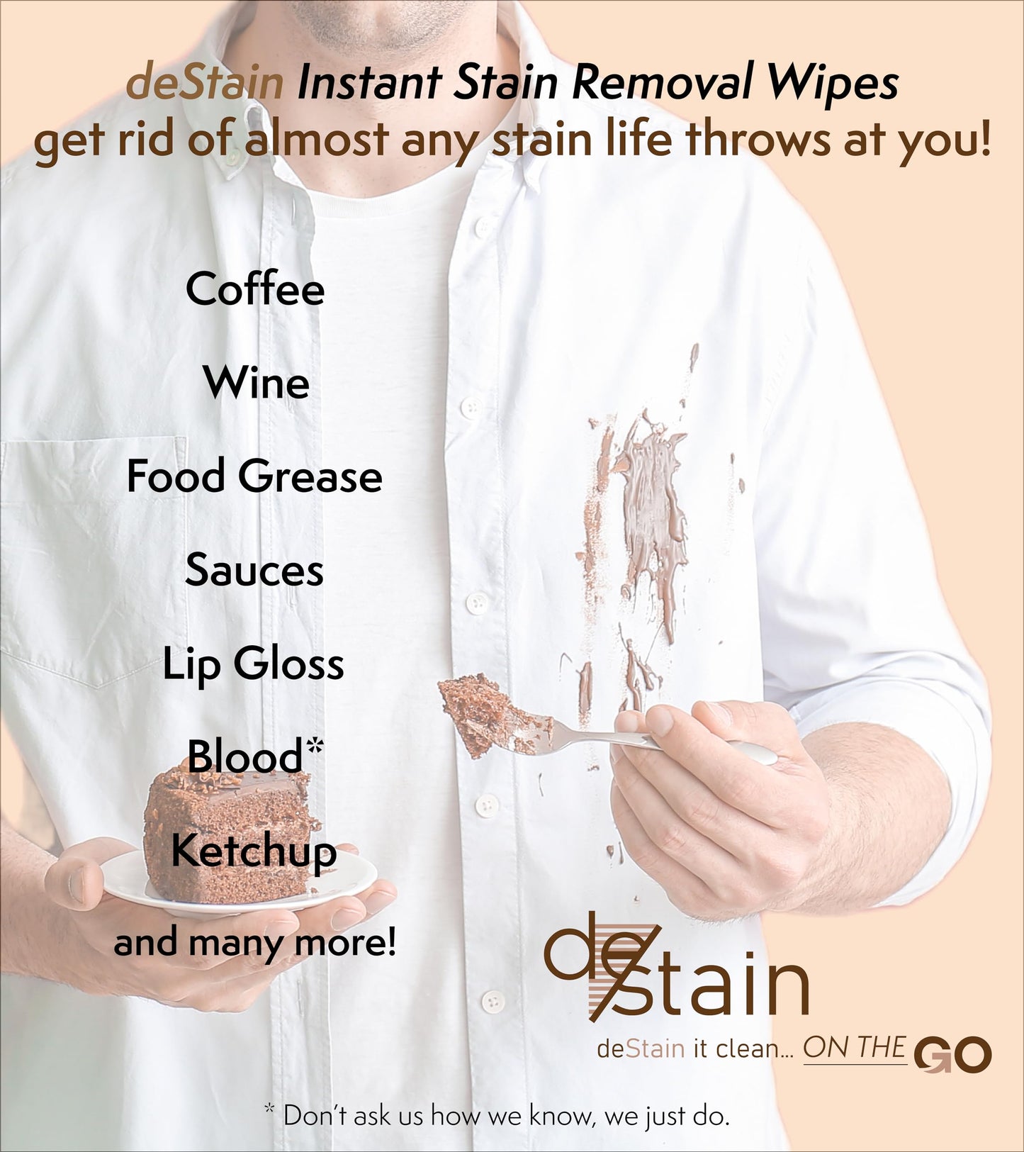 deStain Wipes | On The Go | Instant Clothes Stain Removal | Innovative Technology | Environmentally Friendly | 10 Wipes