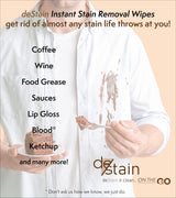 deStain Wipes | On The Go | Instant Clothes Stain Removal | Innovative Technology | Environmentally Friendly | 10 Wipes