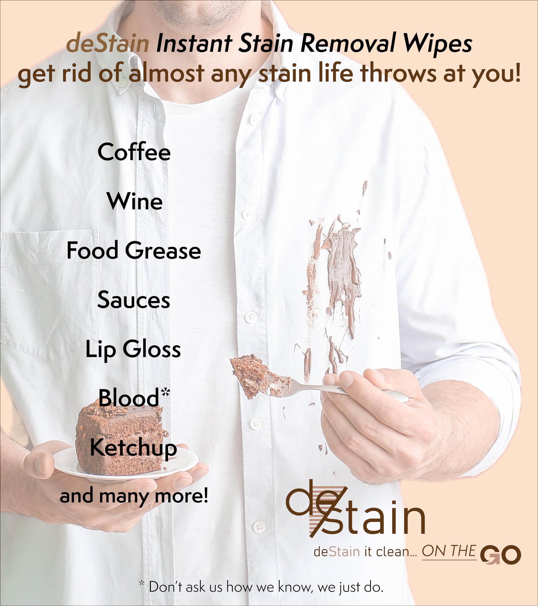 deStain Wipes | On The Go | Instant Clothes Stain Removal | Innovative Technology | Environmentally Friendly | 10 Wipes