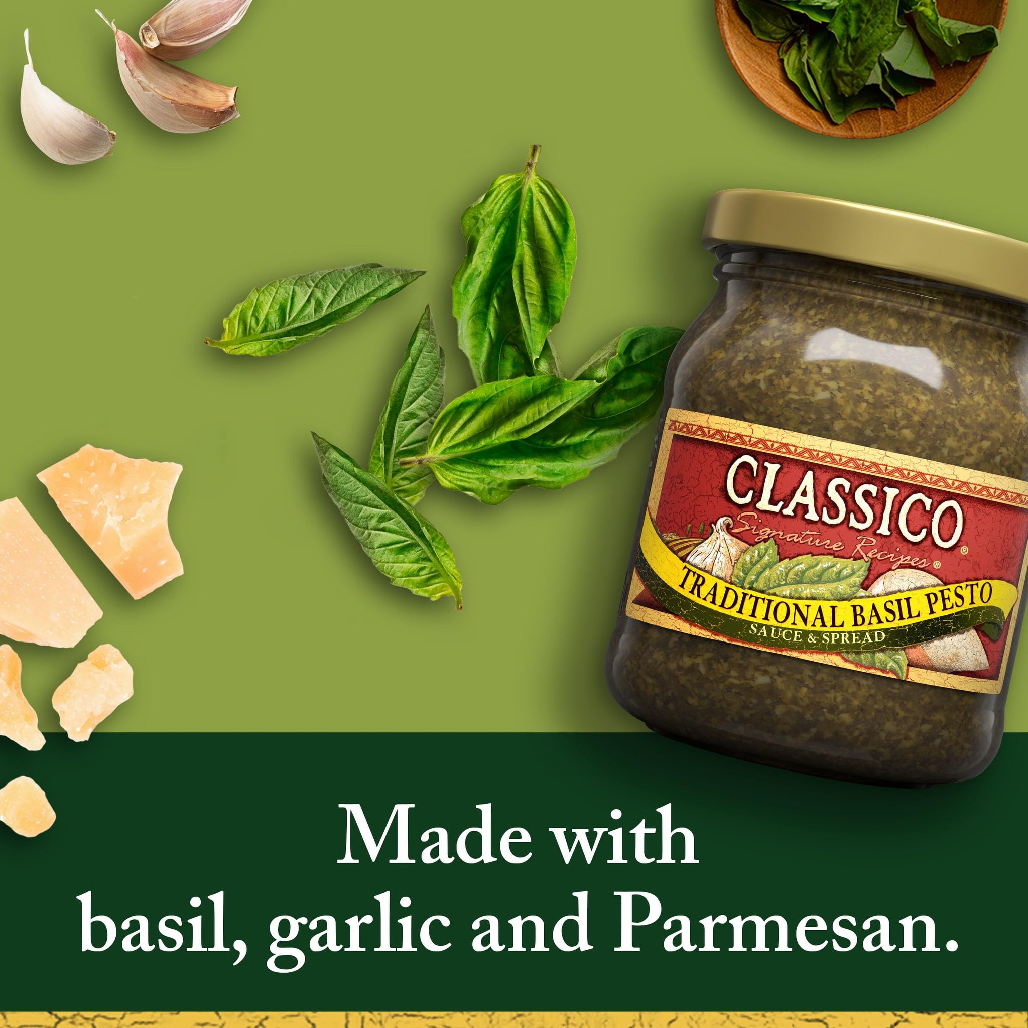Classico Signature Recipes Traditional Basil Pesto Sauce & Spread, 8.1 oz Jar