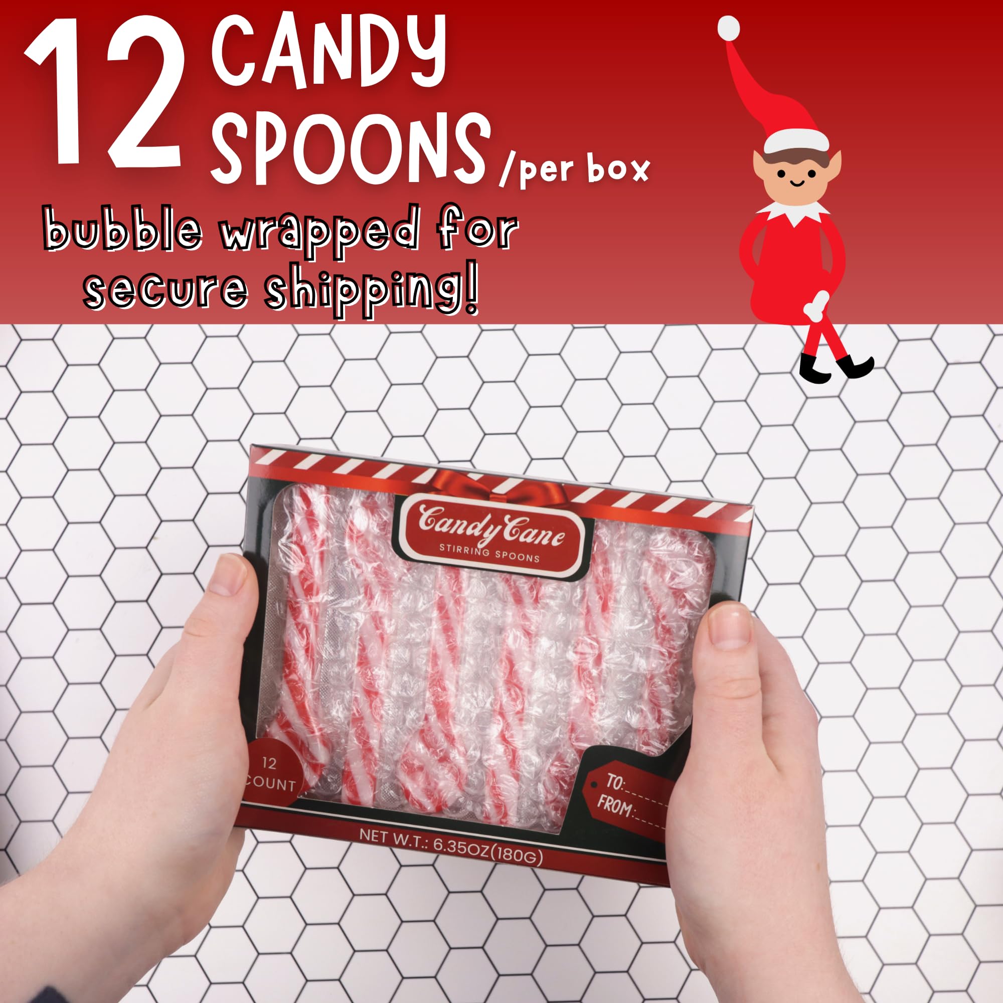 Christmas Candy Spoons Assortment, Peppermint, Caramel, and Mint Chocolate Flavored Stirrers, Hot Cocoa Bar Essentials, 36 Total Pieces (Set of 3)