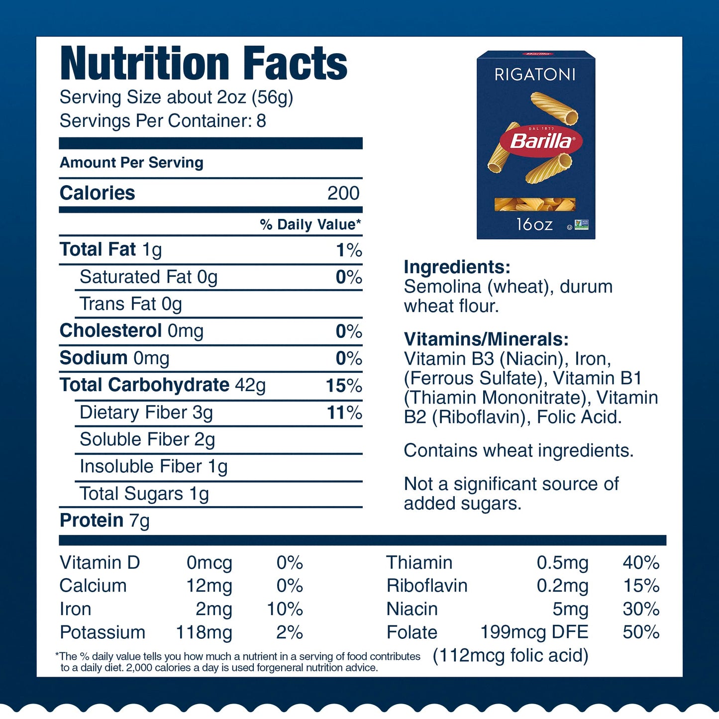 Barilla Rigatoni Pasta, 16 oz. Box - Non-GMO, Made with Durum Wheat Semolina - Kosher Certified