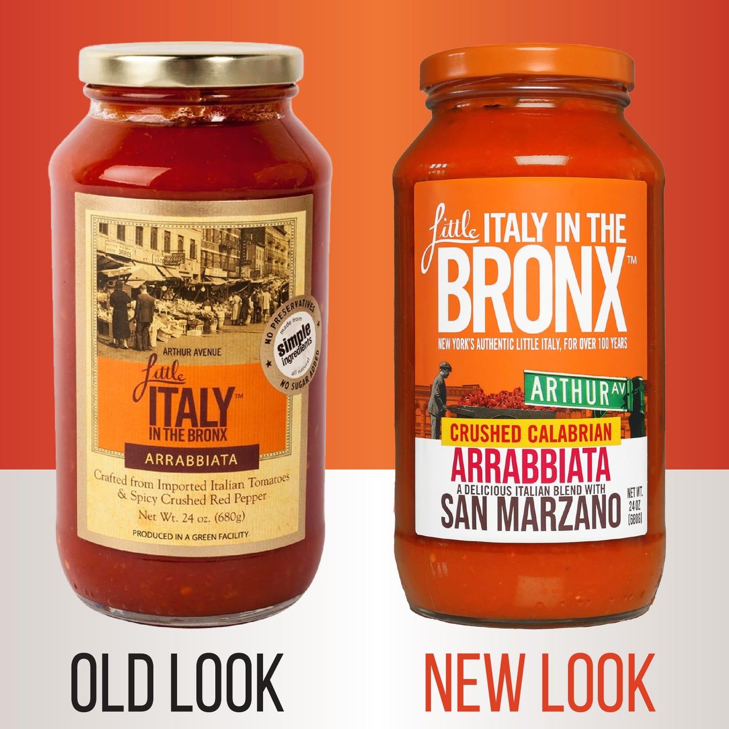 Little Italy Bronx Arrabbiata Sauce - Pasta Sauce, Spaghetti Sauce, Tomato Sauce, Low Carb Pasta & Pizza Spicy Marinara, No Added Sugar - 24 Oz
