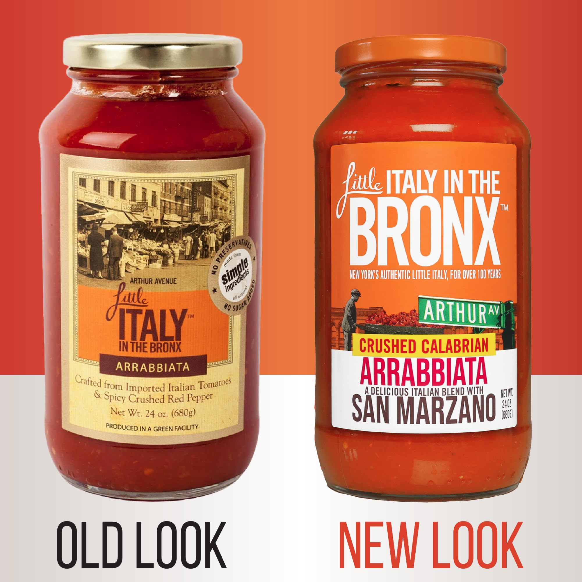 Little Italy Bronx Arrabbiata Sauce - Pasta Sauce, Spaghetti Sauce, Tomato Sauce, Low Carb Pasta & Pizza Spicy Marinara, No Added Sugar - 24 Oz
