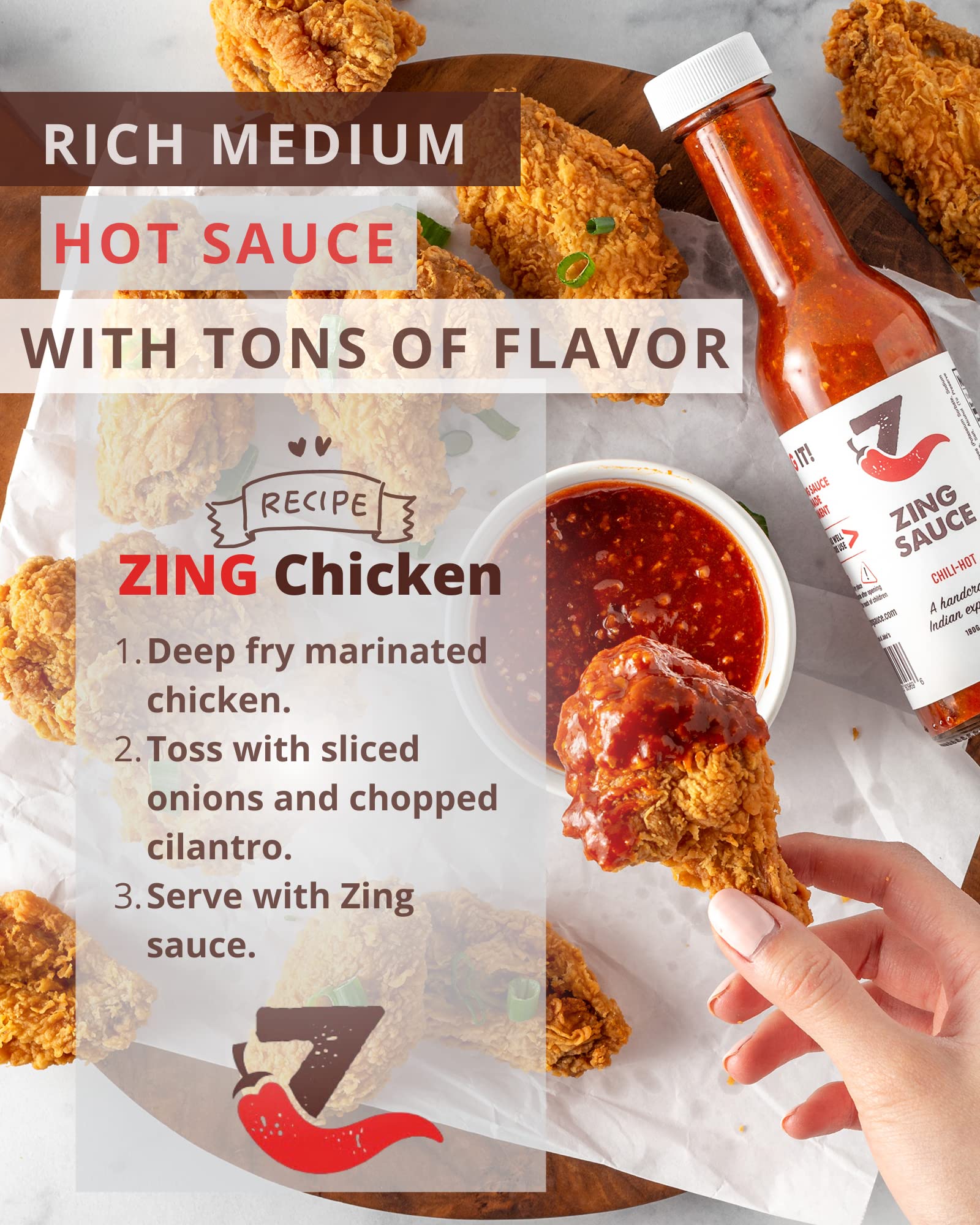 Zing Sambal Oelek Chili Garlic Hot Sauce - Spicy Ginger Garlic Sauce, 5 oz | All Natural, Vegan | Handcrafted Small Batch | For Cooking, Marinade