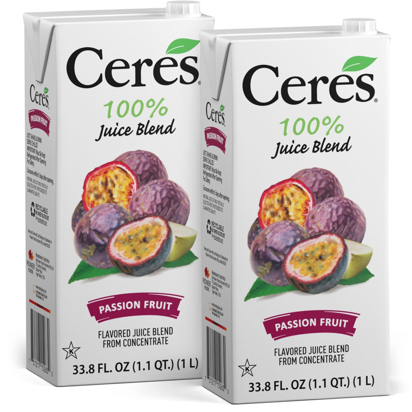 Ceres 100% All Natural Pure Fruit Juice Blend, Passion Fruit - Gluten Free, Rich in Vitamin C, No Added Sugar or Preservatives, Cholesterol Free
