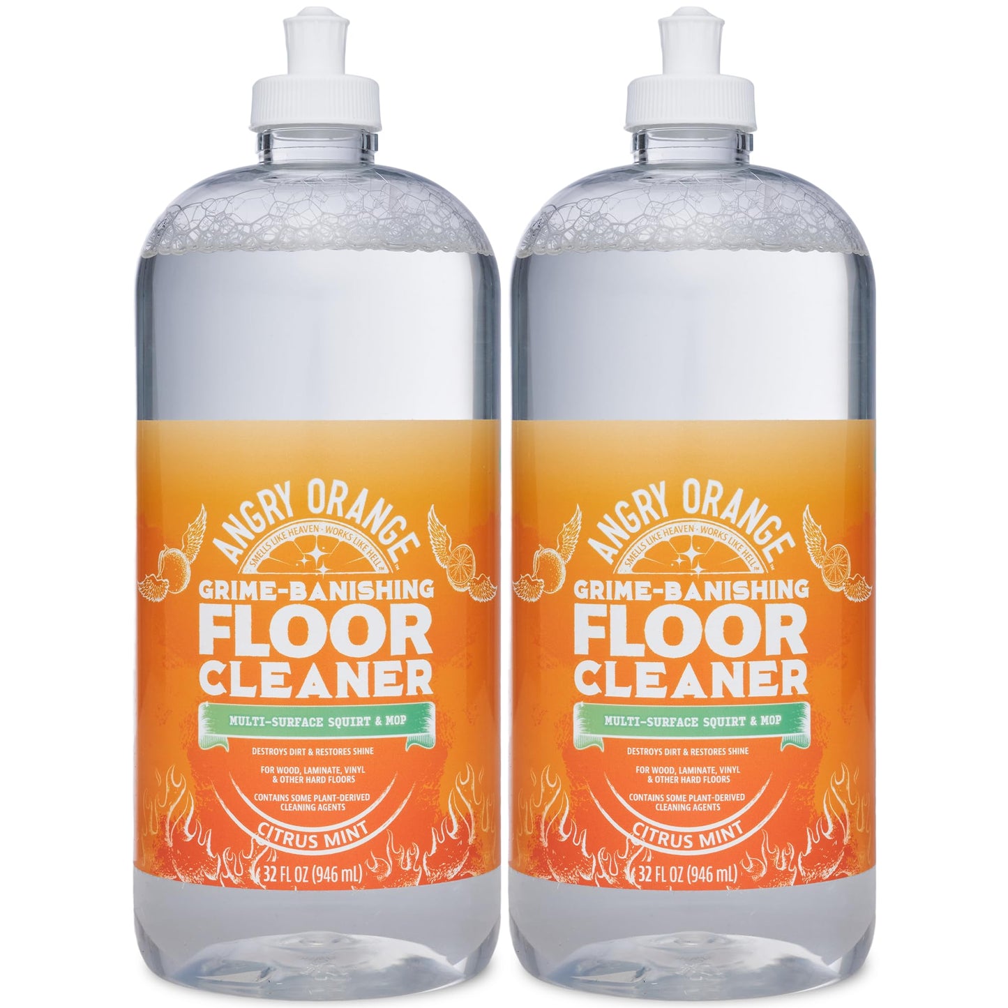 ANGRY ORANGE Hardwood Floor Cleaner - No-Rinse, Pet-Safe, Residue Free Multi-surface Cleaning Solution for Pet Urine, Grime & Everyday Dirt - Made in