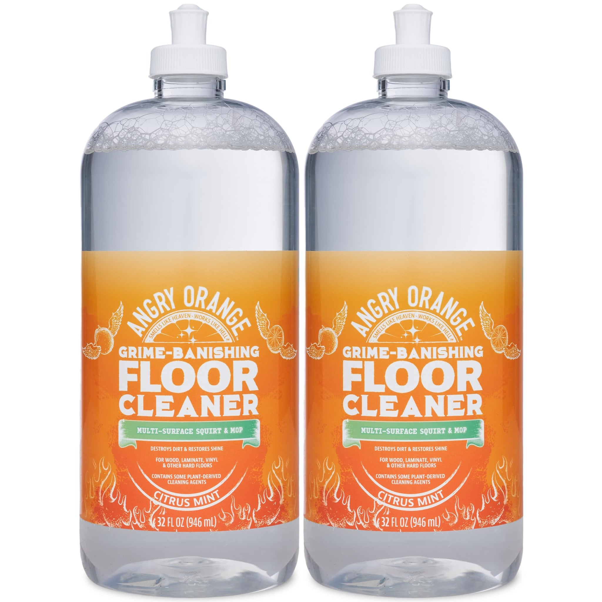 ANGRY ORANGE Hardwood Floor Cleaner - No-Rinse, Pet-Safe, Residue Free Multi-surface Cleaning Solution for Pet Urine, Grime & Everyday Dirt - Made in