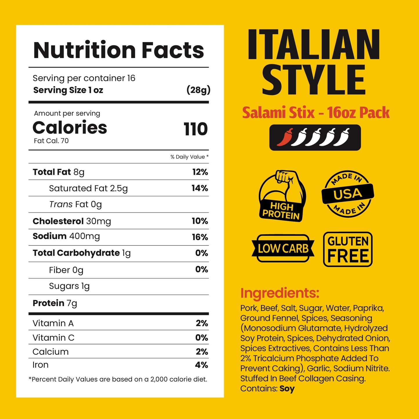 Long John Snacks Dried Salami Sticks - High Protein Smoked Meat Sticks Bulk Pack - Handcrafted From Fresh, Never-Frozen Cuts of USA Beef and Pork