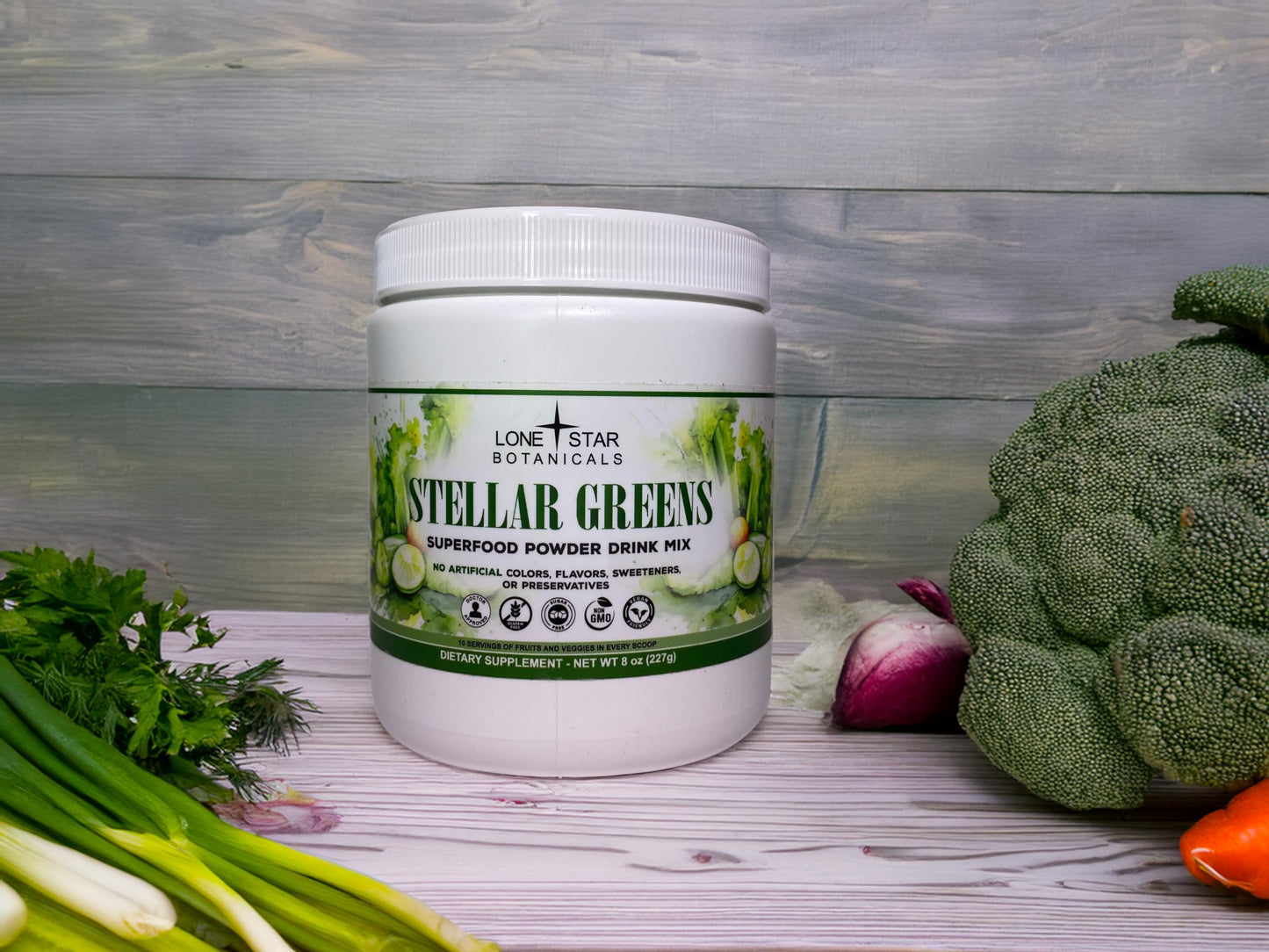 Lonestar Botanicals Superfood Greens, Refreshing Stellar Greens Drink, Organic Superfoods Blend, Revitalizing Elixir (No Artificial Colors, Flavors