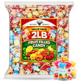 Fruit Filled Hard Candy - | 2 LB Bulk Value Bag | Assorted Bon Bons with Liquid Center, Individually Wrapped, Sweet Party Candy, Office & Pinata