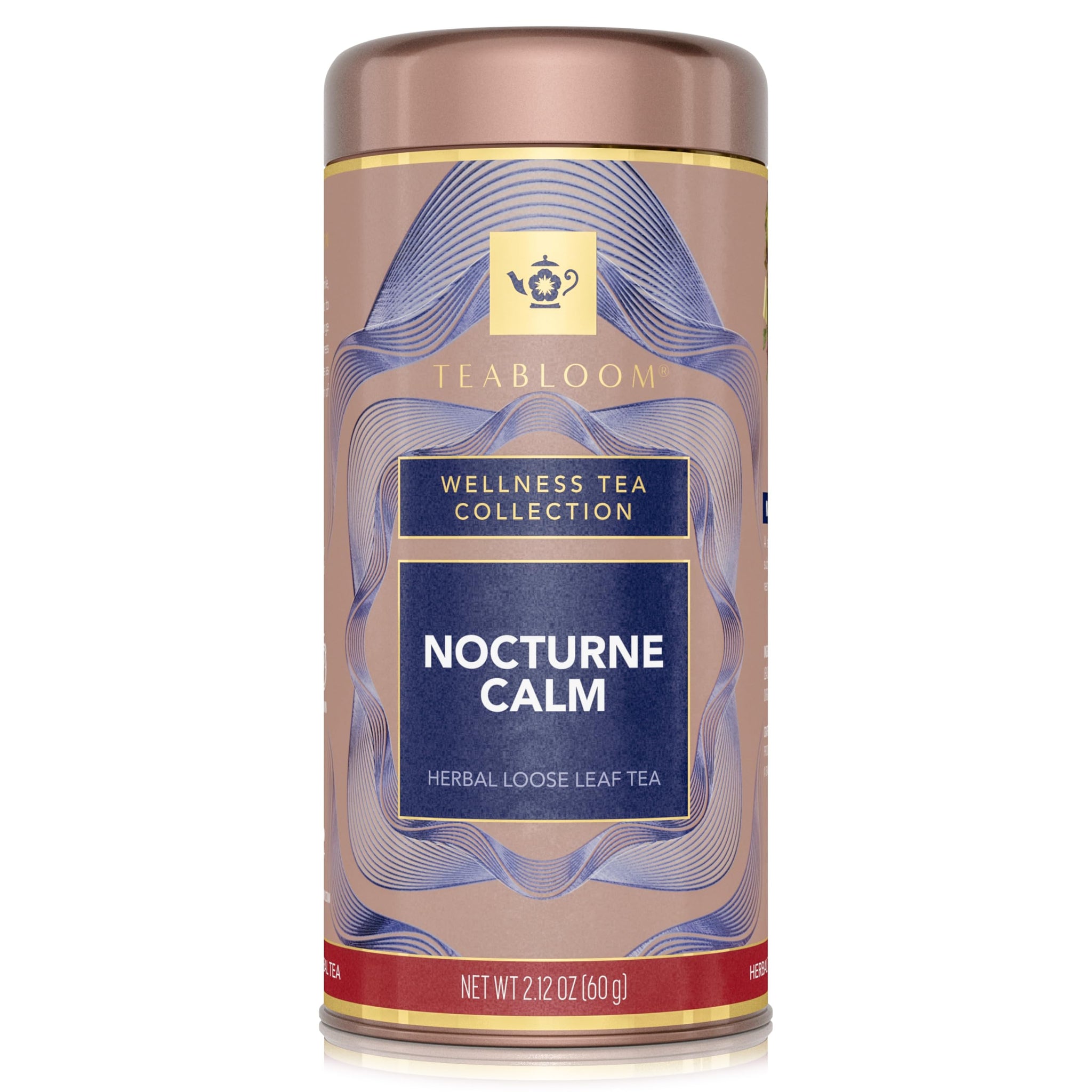 Teabloom Nocturne Calm Loose Leaf Herbal Tea with Chamomile, Citrus & Botanicals | Caffeine-Free Evening Blend | Canister Makes 35-50 Cups |