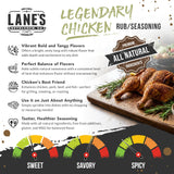 Lane's Legendary Chicken Rub, 13.3 oz - Bold & Balanced Chicken Seasoning Blend with Clean Ingredients, 0 Fat & Cholesterol, 5 Calories per Serving