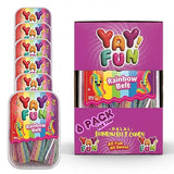 Halal Sour Rainbow Belt Gummy Candy | 6 Pack Bundle (6x7 oz Tubs) | Chewy Sour Rainbow Belt Candy | Resealable Tubs in Bulk with Display Box | Halal