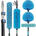 Hicavar 20 Foot High Ceiling Fan Duster with 5-12ft Extension Pole, Extendable Reusable Cobweb, Feather, Window Cleaning Squeegee Kit