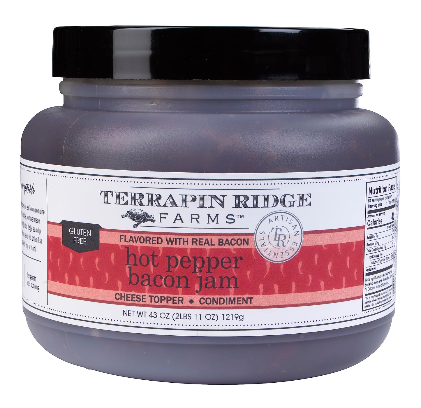 Terrapin Ridge Farms Hot Pepper Bacon Jam - Sweet & Spicy Spread with Real Bacon & Jalapeño - Gourmet Condiment for Cheese, Meats, and Appetizers