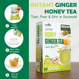 Fusion Select 20 Sachets Original Ginger Honey Crystals Packets - Crystallized Ginger Tea with Honey - Easy-to-Prepare Instant Drink Mix - Natural