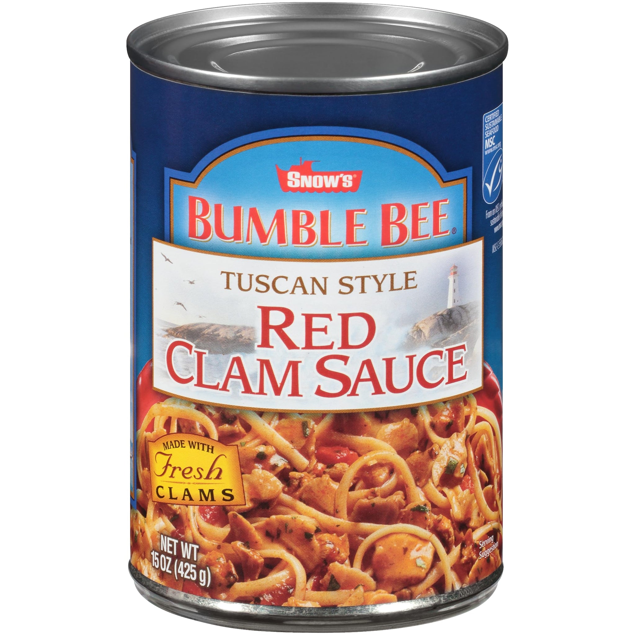 Snow's Tuscan Style Red Clam Sauce, 15 oz - Authentic Italian Clam Sauce - Made with Fresh Clams, Garlic & Spices - Serve with Your Favorite Pasta or