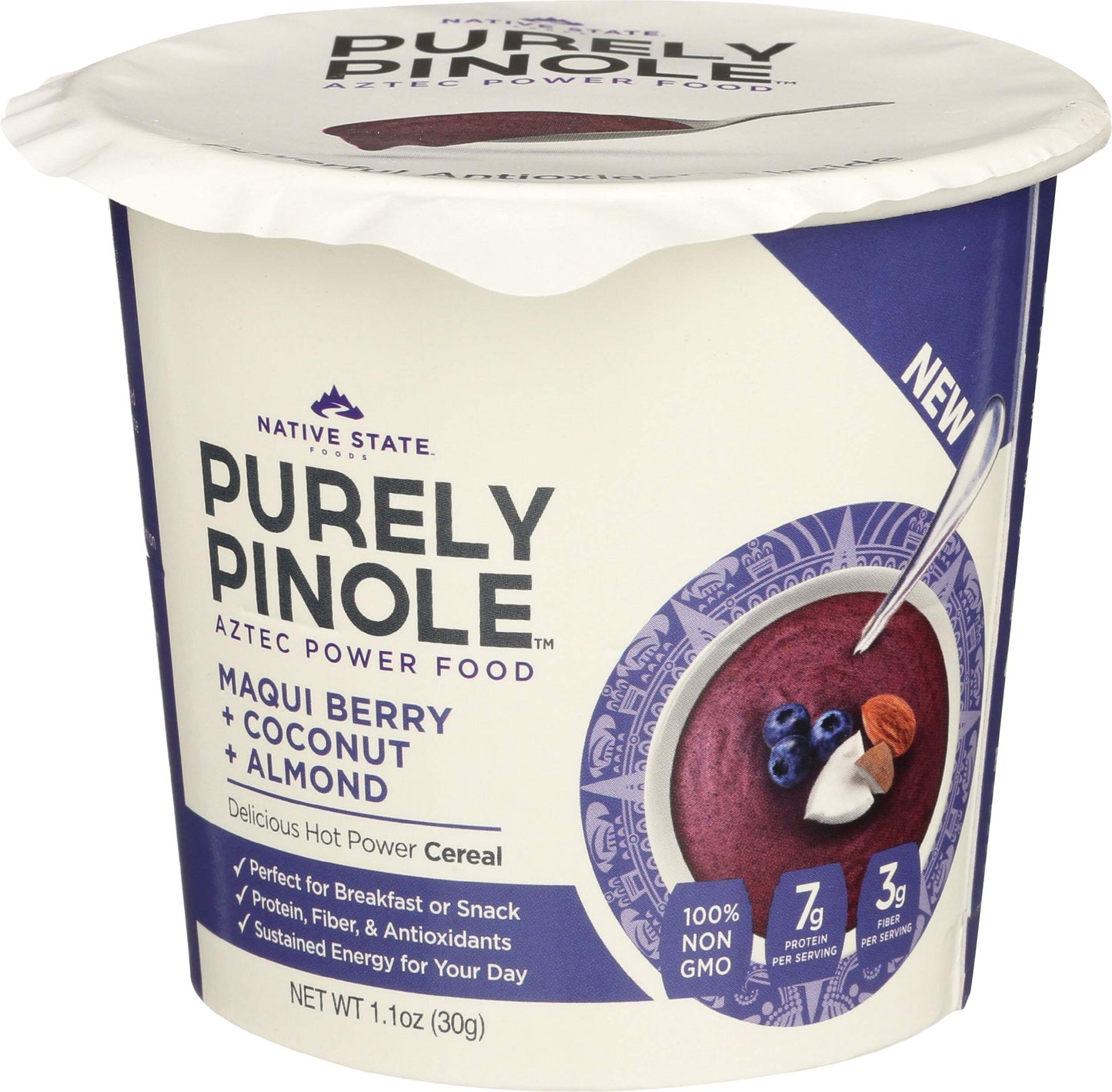 PURELY PINOLE Cereal Cup Maqui Berry Coconut Almond, 1.1 OZ