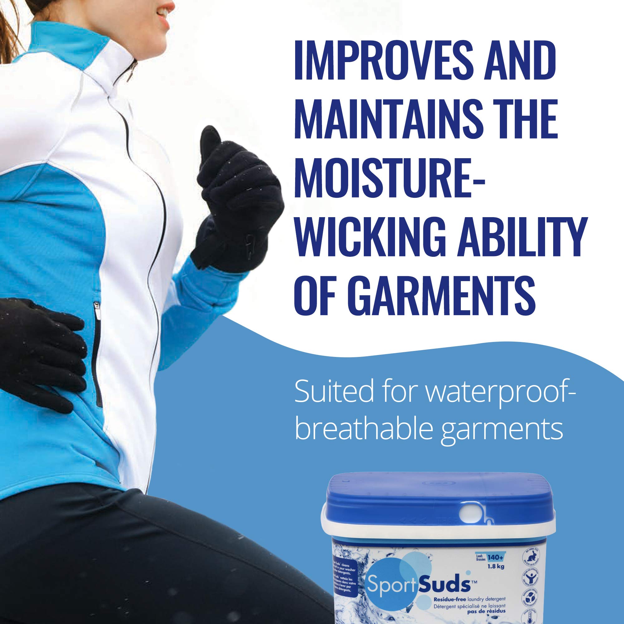Sport Laundry Detergent, Odor Eliminator Technology, Laundry Soap for Workout Clothes and Everyday Use - Sport Suds 1.8Kg