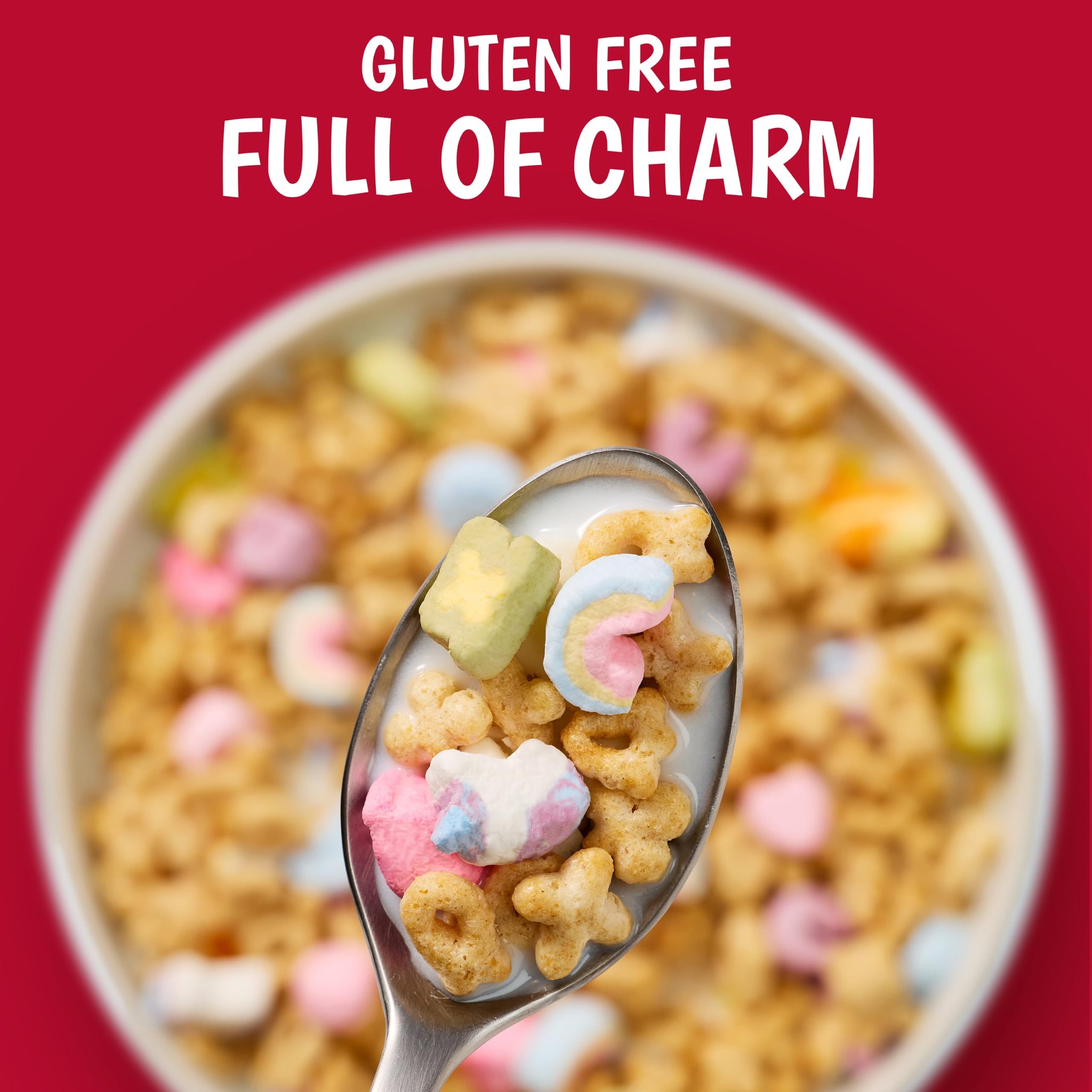Lucky Charms Gluten Free Cereal with Marshmallows, Kids Breakfast Cereal, Made with Whole Grain, Family Size, 18.6 oz