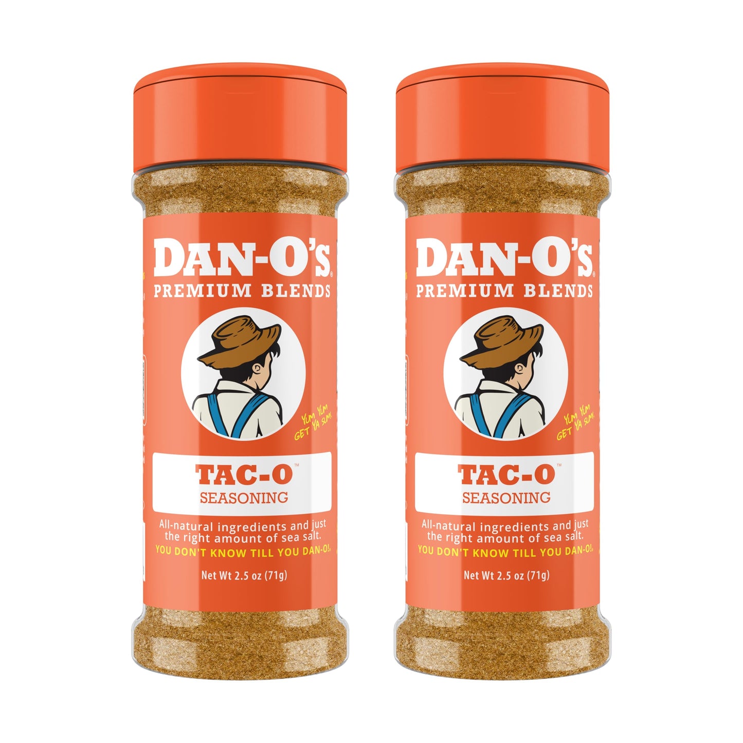 Dan-O's Tac-O Seasoning, 2.5 oz Bottle, 2 Pack, All Purpose Taco Seasoning for Tacos, Quesadillas, Ground Beef and More, Sugar Free, Zero Calorie, Use