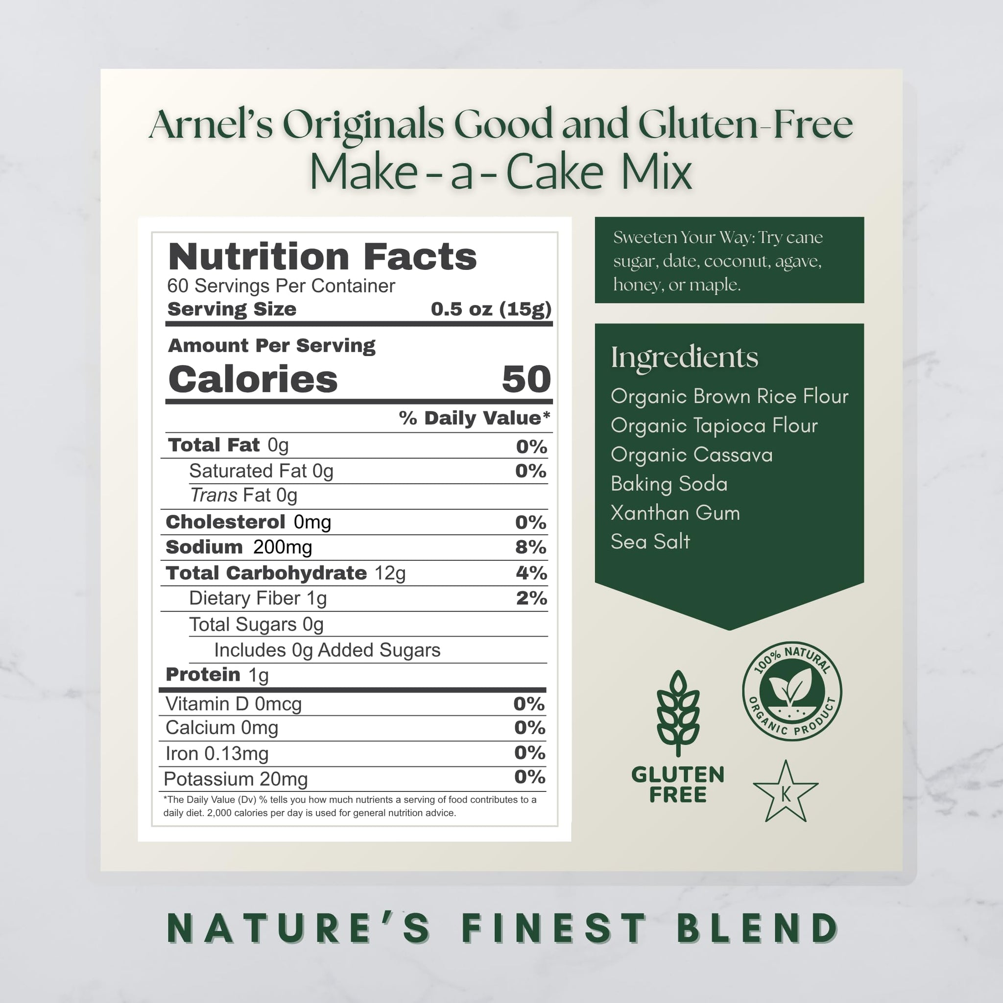 Make-a-Cake Mix, Certified Gluten free, Organic, non-GMO Verified, Certified Kosher, Gluten Free Baking, 2-pounds