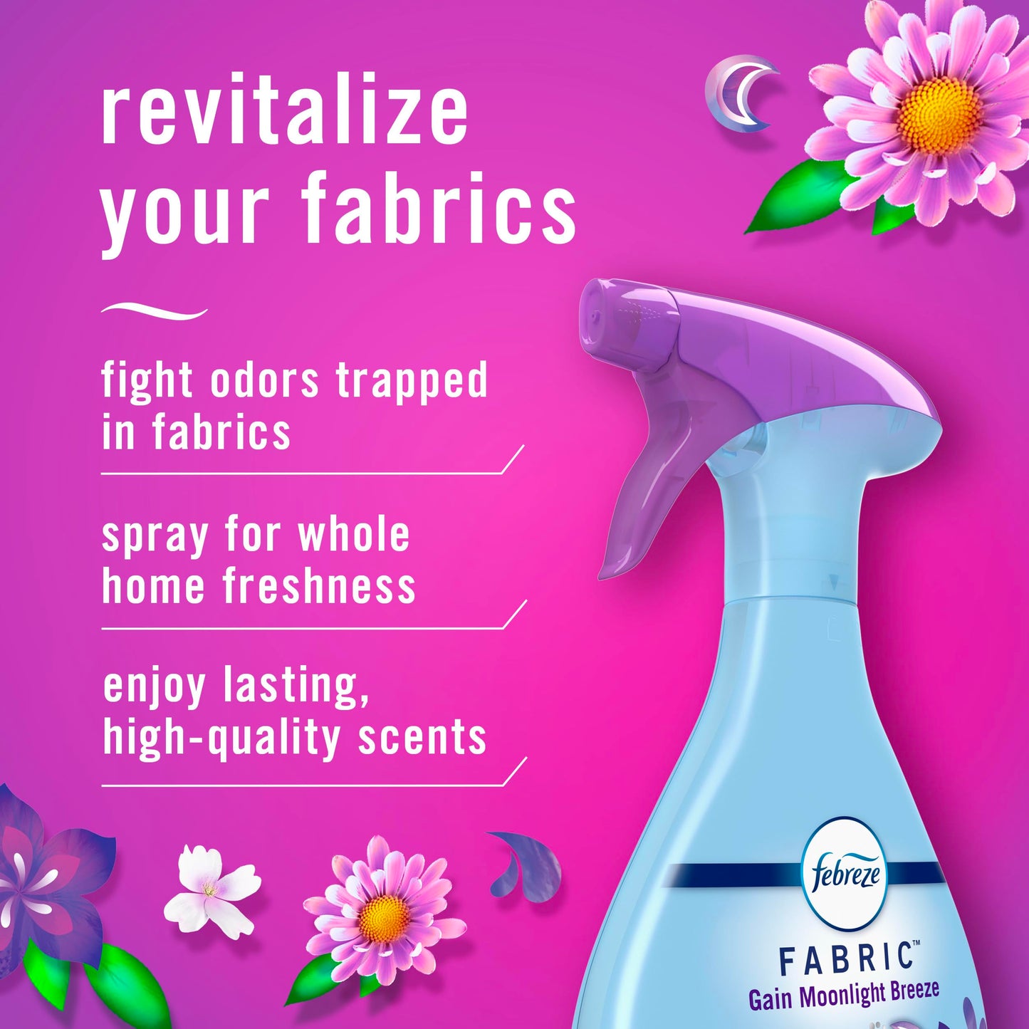 Febreze Fabric Spray, Air Freshener, Odor-Fighting Fabric Refresher, Couch and Linen Spray, Sneaker Balls Alternative, Multi-Use, Gain Moonlight