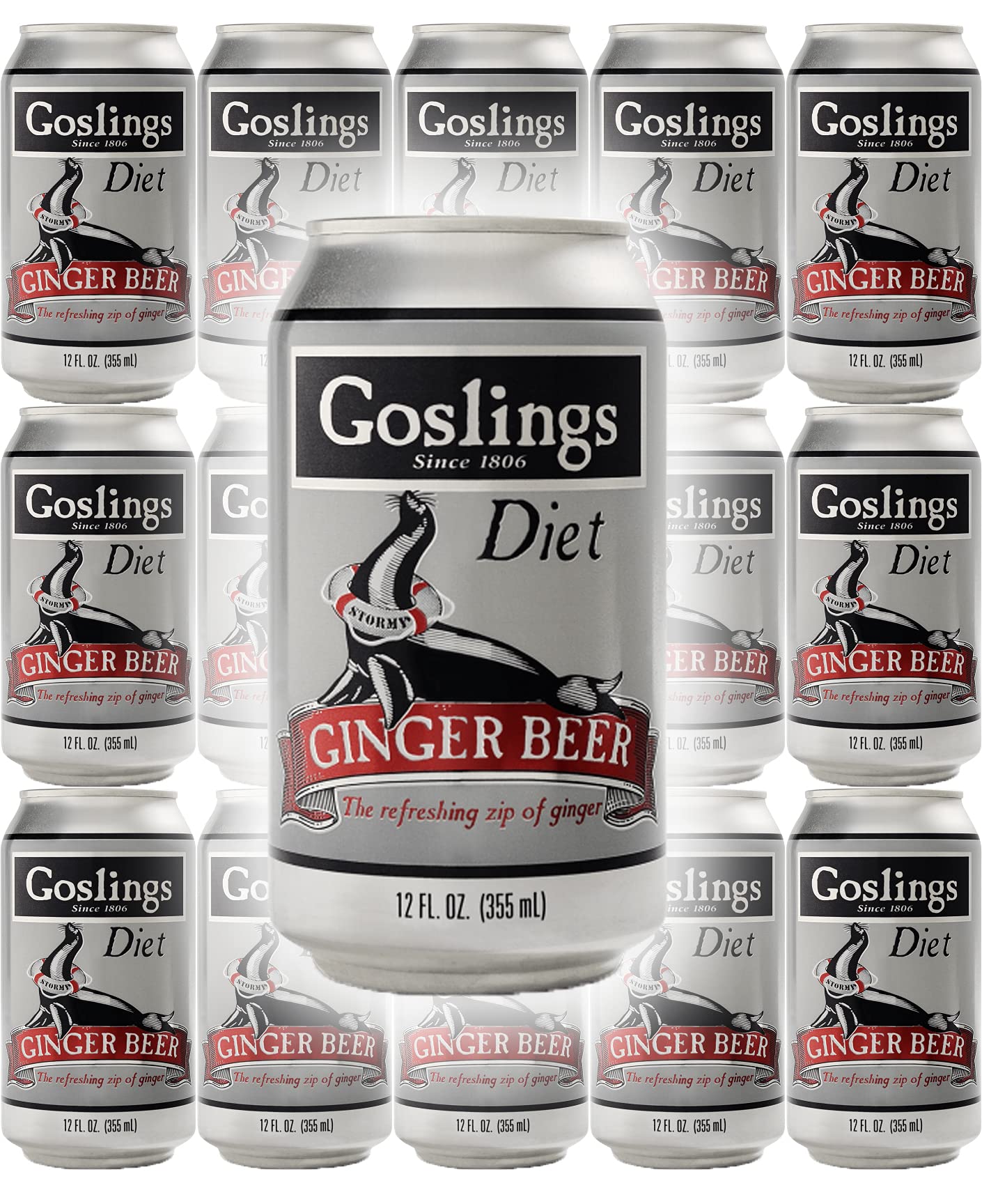 Goslings Diet Ginger Beer, Ginger Beer, All Natural Flavor with the Refreshing Zip of Ginger, 12 Oz (Pack of 15, Total of 180 Oz)