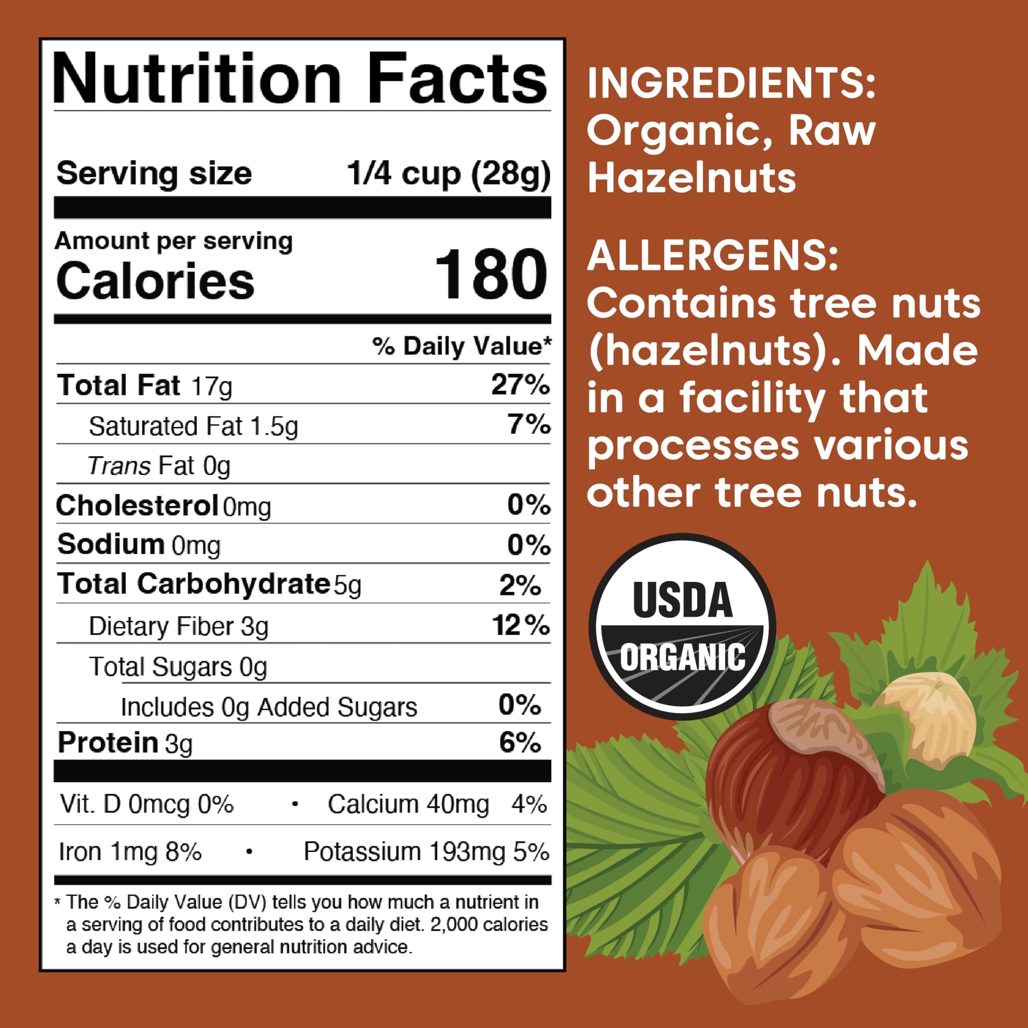 Wilderness Poets, Organic, Pacific Northwest-Grown Hazelnuts - Raw, Whole Nuts with Skins, No Shells. Bulk Size (32 Ounce - 2 Pound)