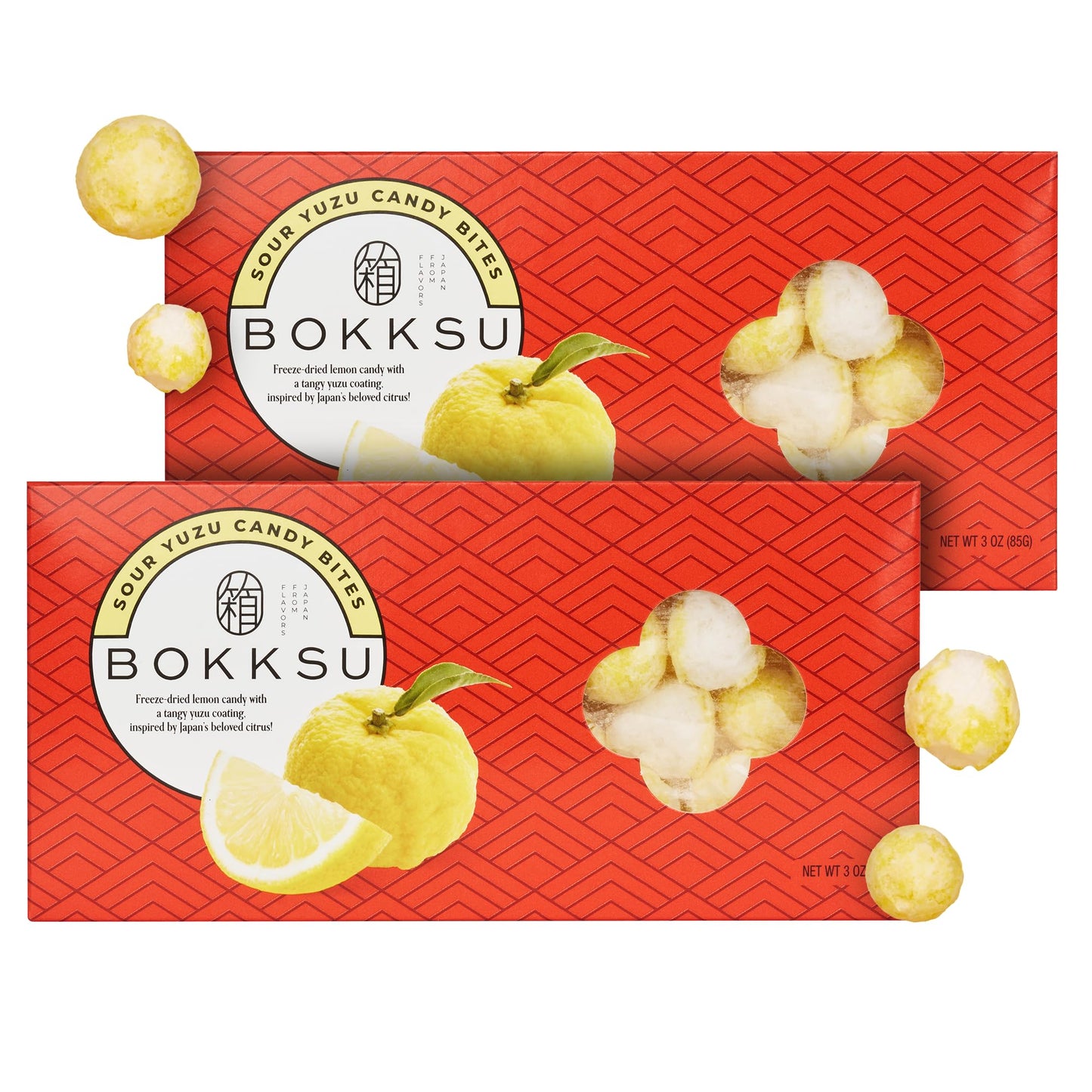 Bokksu Sour Yuzu Candy Bites - 2-Pack Freeze-Dried Sour Candy Dusted with Real Yuzu Powder, Crunchy, Melt in Your Mouth, Bite-Sized, Japanese-Inspired