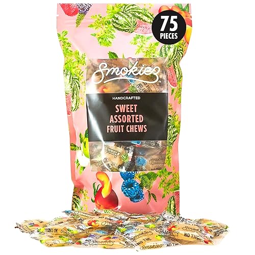 Smokiez Sweet Assorted Fruit Chews - 75 Pieces Individually Wrapped Candy | Vegan Friendly, Gluten Free Soft & Chewy Mixed Fruit Sweets for Sharing
