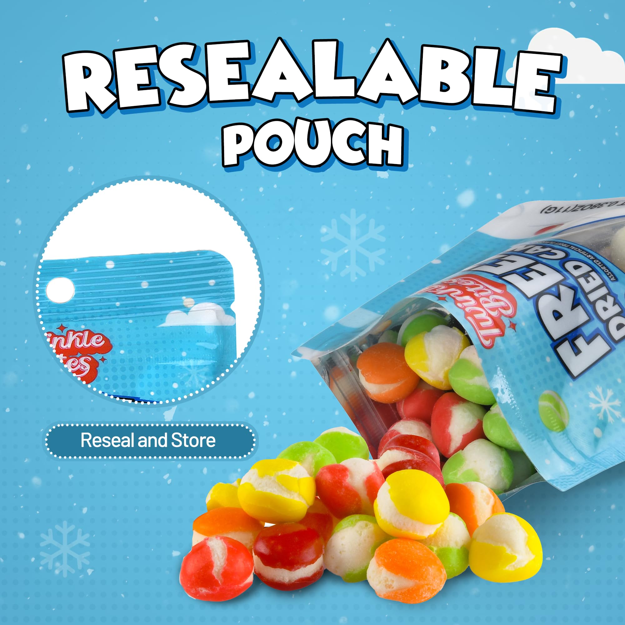 40 Pack Freeze Dried Candy- 10 Pcs Per Bag - Bulk Candy - Resealable Bag For, Kids, Adults, School, Party, Birthday, 3 Delicious Flavors