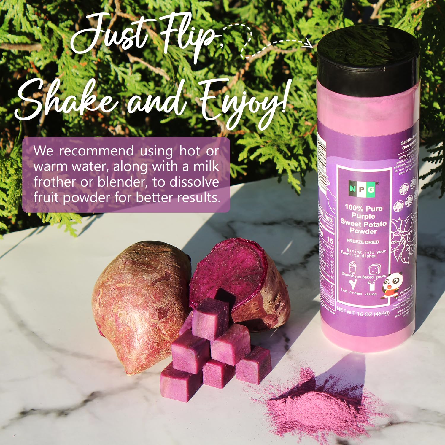 NPG 100% Pure Purple Sweet Potato Powder (Purple Yam Ube) 16 Ounces, All Natural Purple Dry Food Coloring Powder for Baking, Smoothies, Pasta