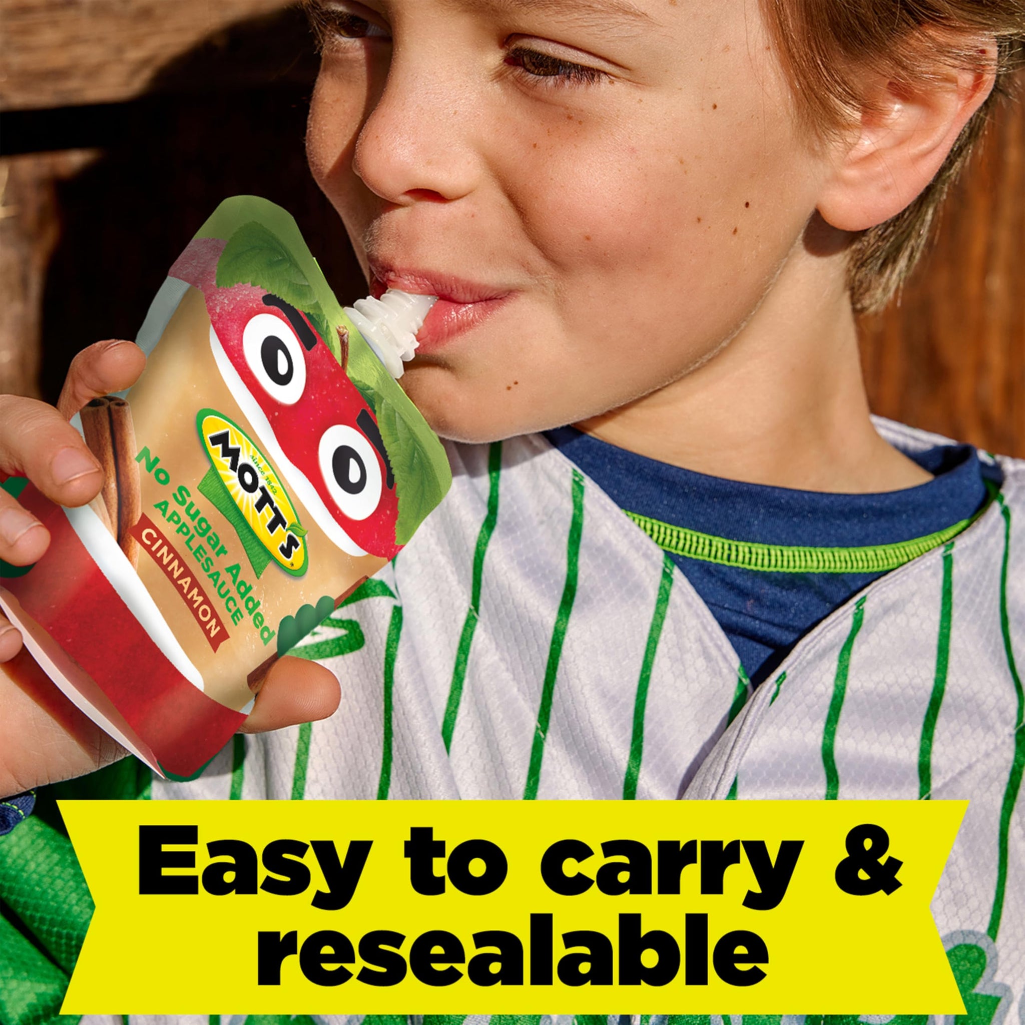 Mott's No Sugar Added Cinnamon Applesauce, 3.2 oz clear pouches, 12 pack