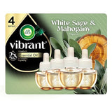 Air Wick Vibrant Plug-In Scented Oil Refills, 4 Count, White Sage & Mahogany, Air Fresheners, Essential Oils